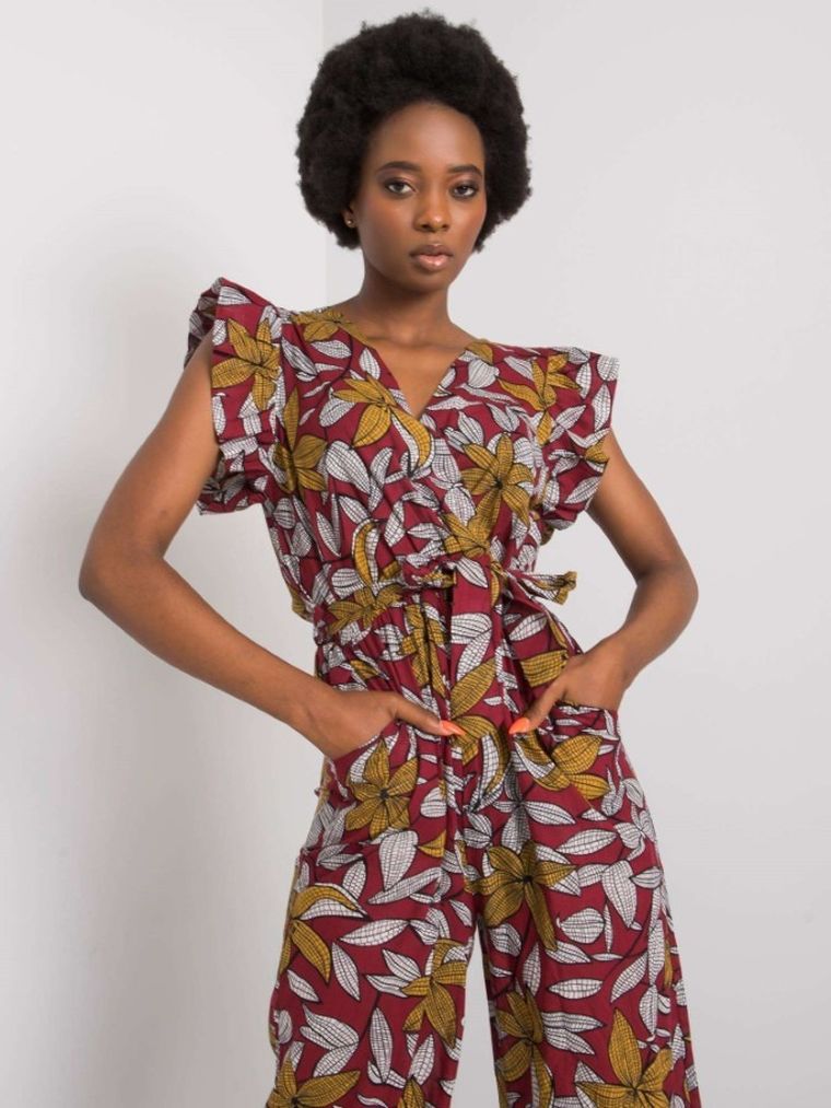 Kombinezon damski, bordowy, Italy Moda