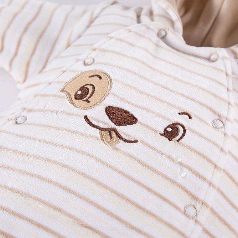 Kombinezon przejściowy chłopięcy z kapturem, ocieplany, beżowy, Eevi