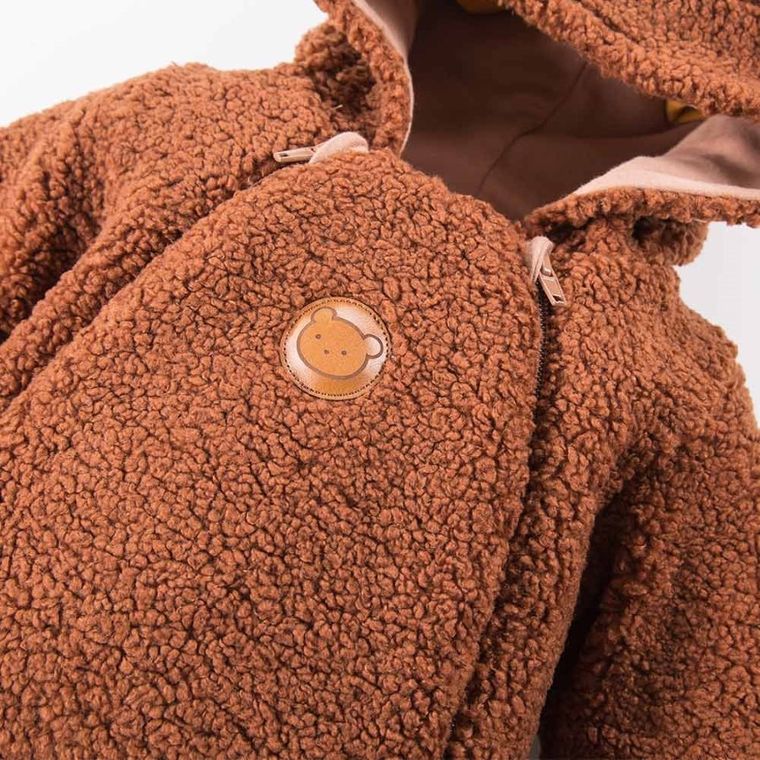 Kombinezon przejściowy chłopięcy z kapturem, ocieplany, brązowy, Eevi