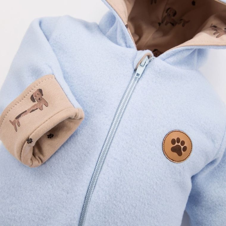 Kombinezon przejściowy chłopięcy z kapturem, ocieplany, niebieski, Eevi