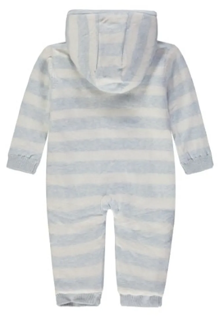 Kombinezon przejściowy chłopięcy z kapturem, ocieplany, niebiesko-biały, Kanz