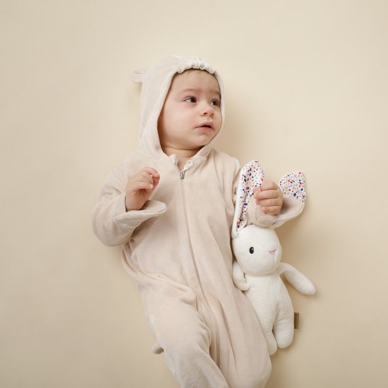 Kombinezon przejściowy dziecięcy z kapturem, ocieplany, beżowy, Pinokio