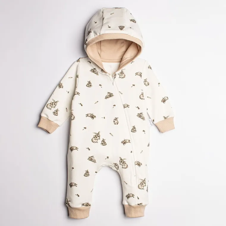 Kombinezon przejściowy dziewczęcy z kapturem, beżowy, Nicol