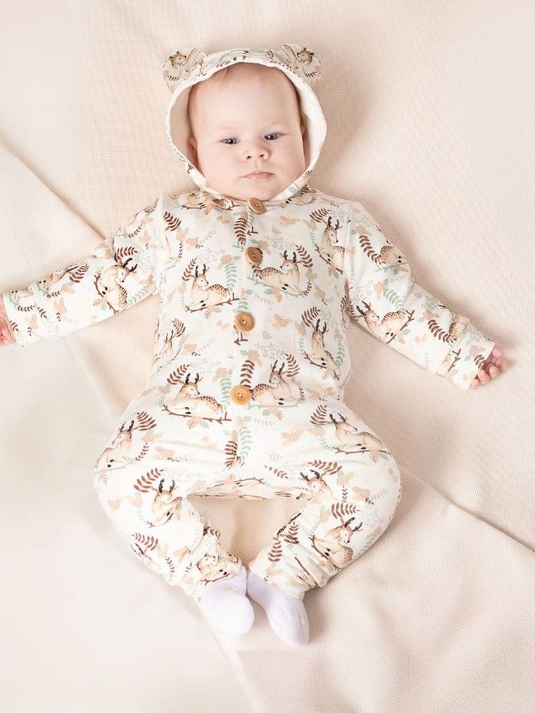 Kombinezon przejściowy dziewczęcy z kapturem, ecru, Nicol