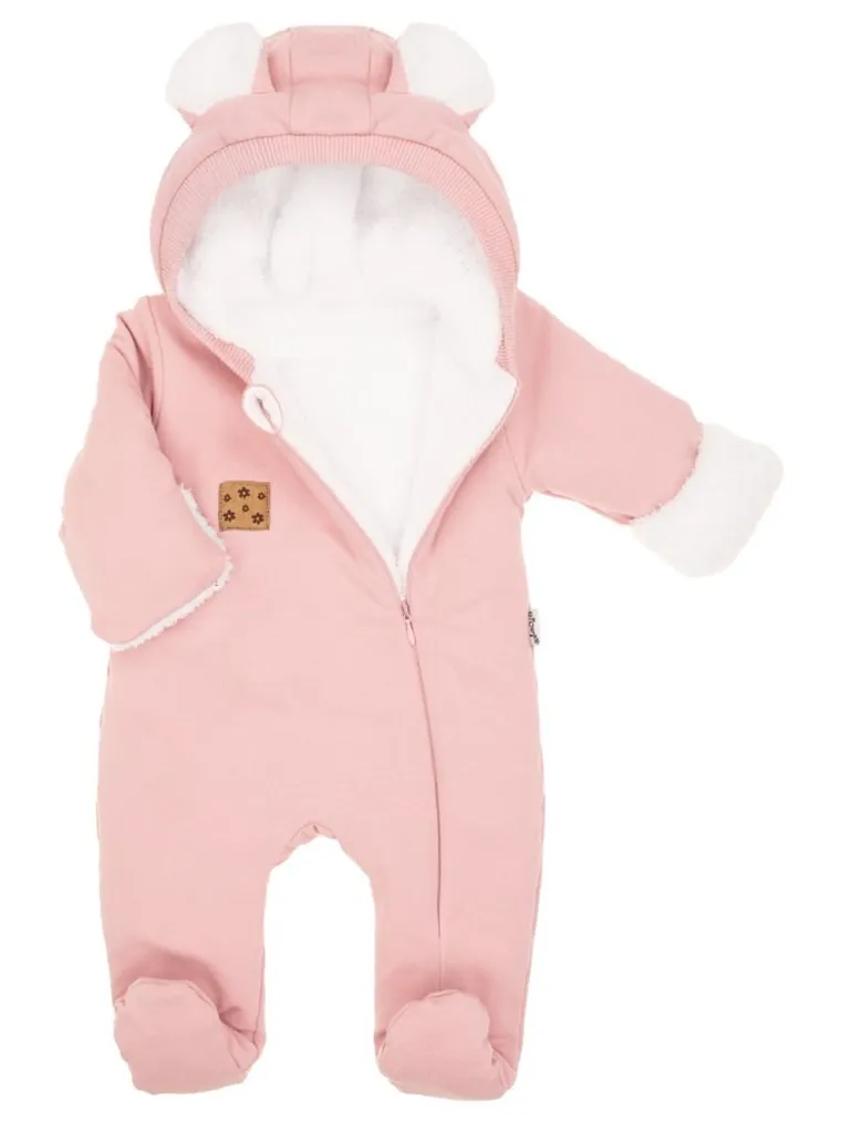 Kombinezon przejściowy dziewczęcy z kapturem, ocieplany, różowy, Nicol