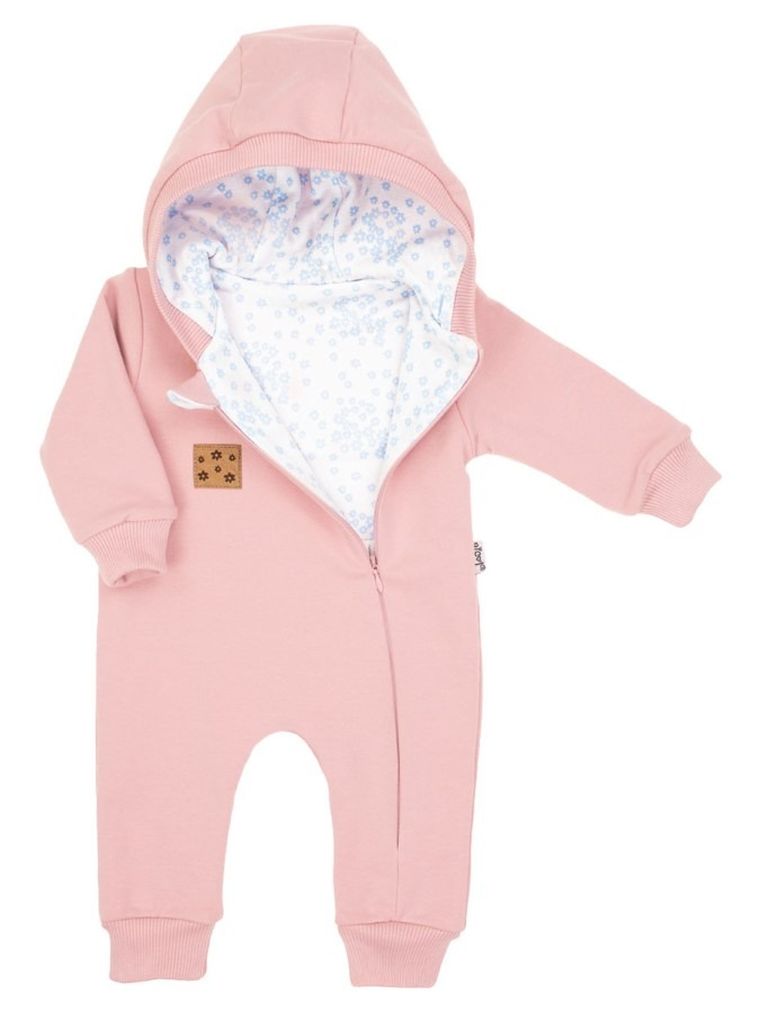Kombinezon przejściowy dziewczęcy z kapturem, ocieplany, różowy, Nicol