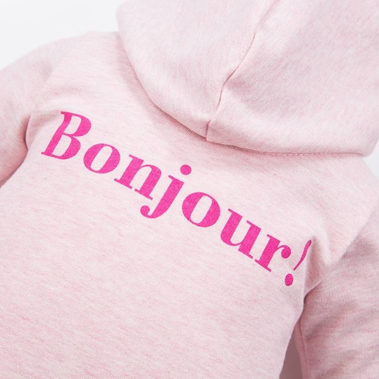 Kombinezon przejściowy dziewczęcy z kapturem, różowy, Eevi