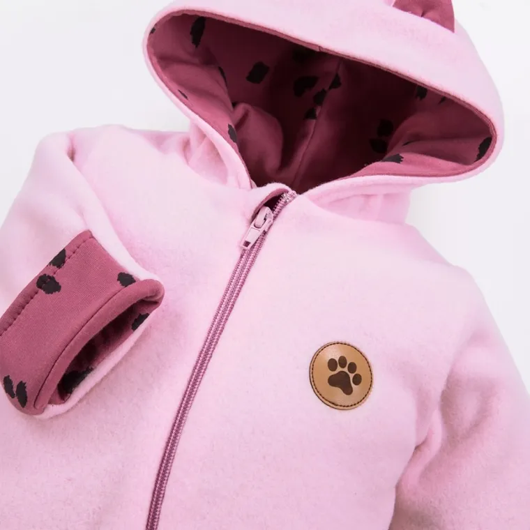Kombinezon przejściowy dziewczęcy z kapturem, różowy, Eevi