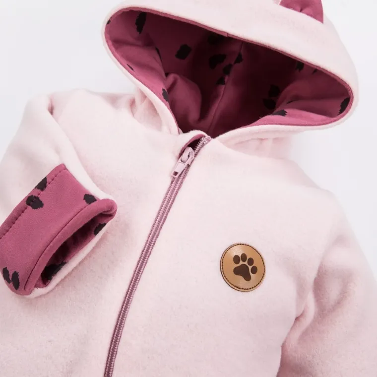 Kombinezon przejściowy dziewczęcy z kapturem, różowy, Eevi