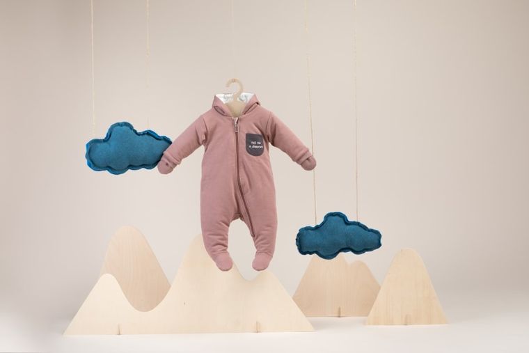 Kombinezon przejściowy niemowlęcy z kapturem, ocieplany, beżowy, Pinokio