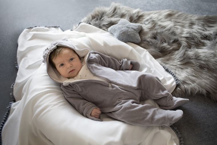 Kombinezon przejściowy niemowlęcy z kapturem, szary, Hello, Pinokio