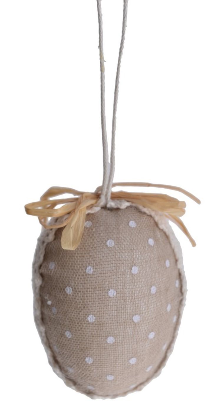 Komplet 3 jajek beż w kropki, zawieszka, 4.5-6.5 cm