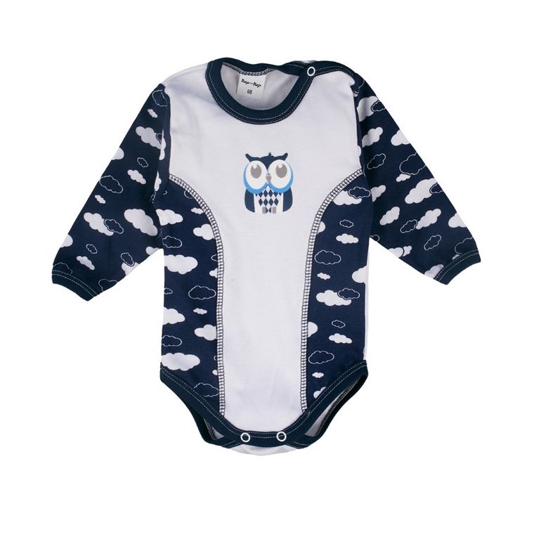 Komplet chłopięcy, Body z długim rękawem, Półśpiochy, biało-granatowy, Tup Tup