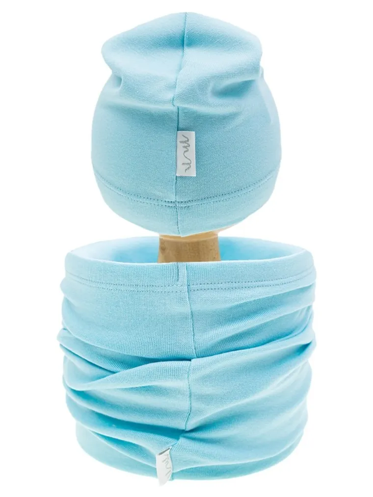 Komplet chłopięcy, Czapka, Komin, turkusowy, Nicol