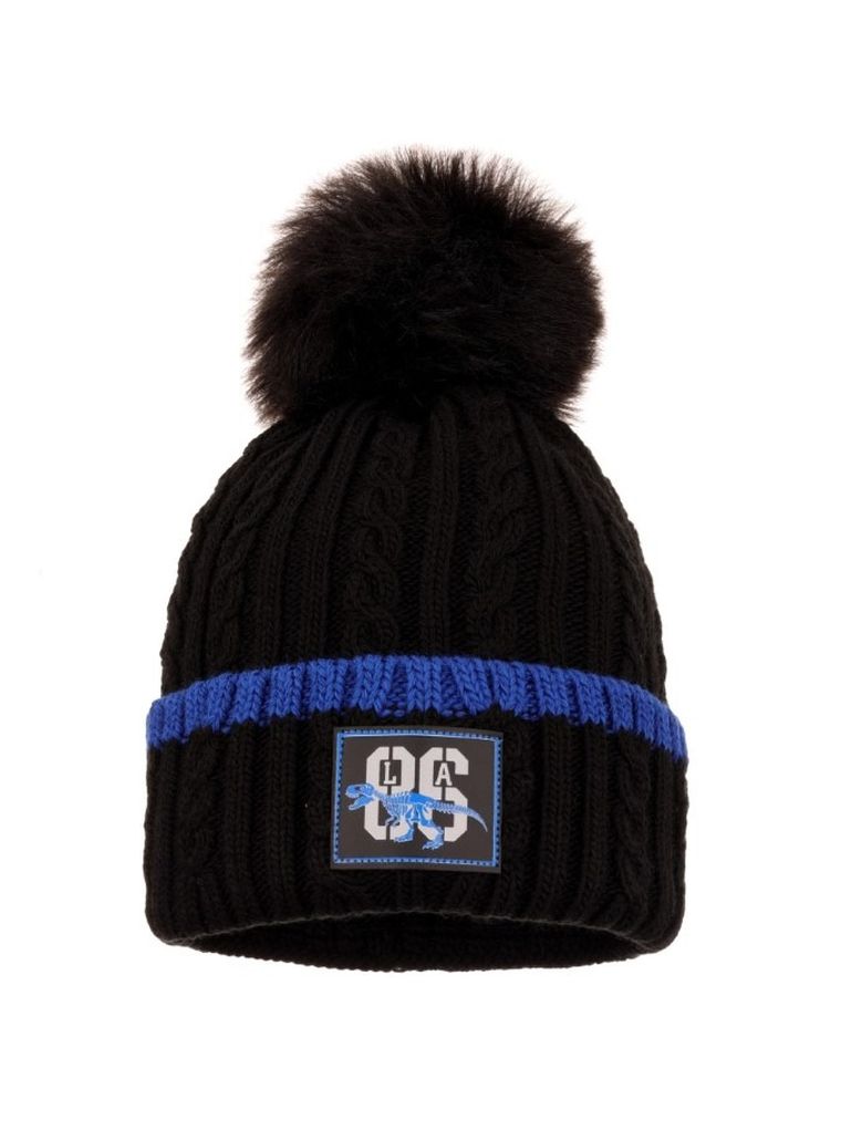 Komplet chłopięcy, Czapka z pomponem, Komin, czarny, Ambra