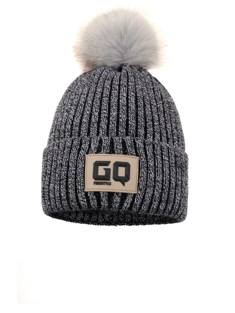 Komplet chłopięcy, Czapka z pomponem, Komin, szary, Ambra