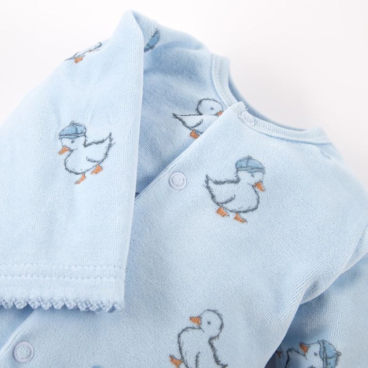 Komplet chłopięcy, Kaftanik, Śpiochy, niebieski, welurowy, Eevi