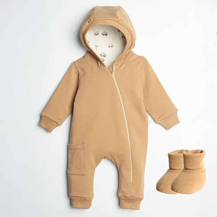 Komplet chłopięcy, Kombinezon przejściowy z kapturem, Buciki niechodki, mix, Nicol