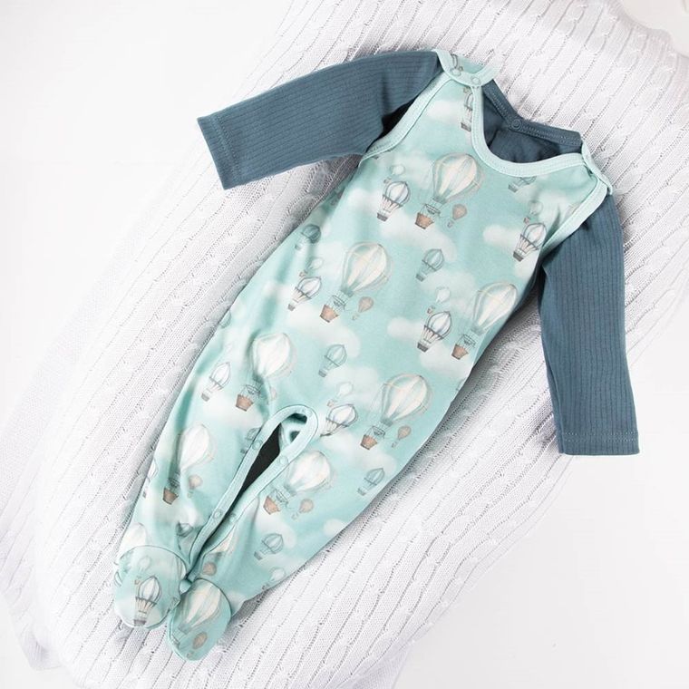 Komplet chłopięcy, Śpiochy, Kaftanik, turkusowy, Eevi