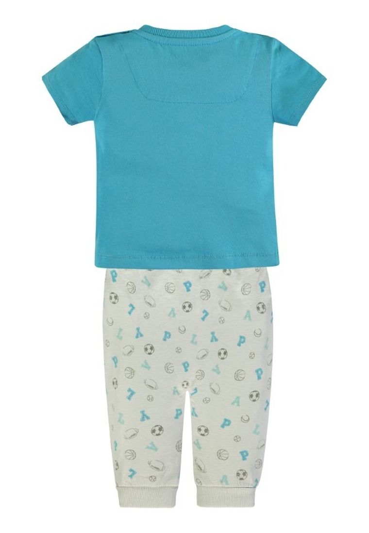 Komplet chłopięcy, T-shirt, Spodnie dresowe, turkusowo-szary, Kanz