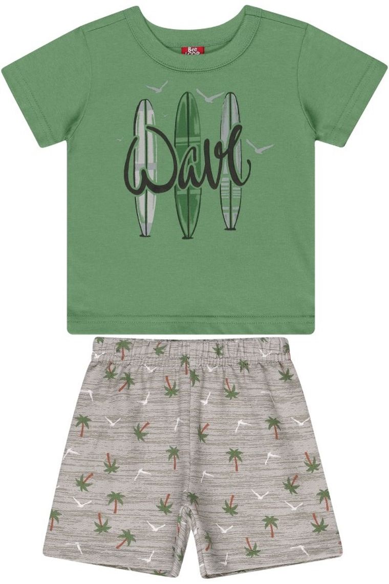 Komplet chłopięcy, T-shirt, Szorty, zielono-szary, Bee Loop