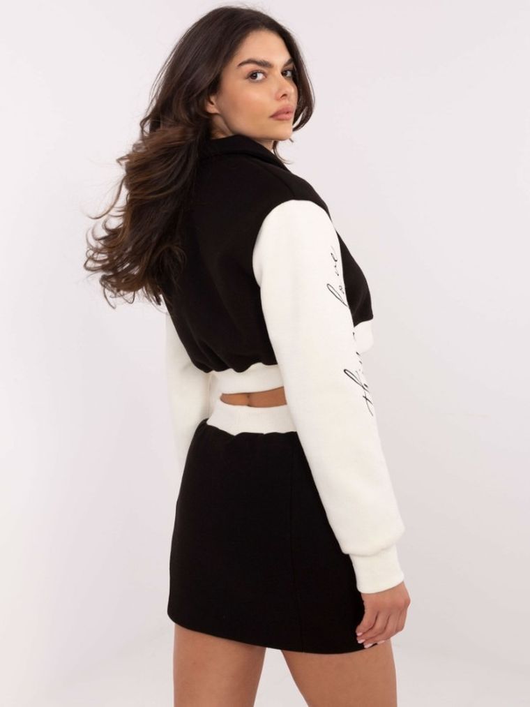 Komplet damski, Bluza, rozpinana, Spódnica, czarny, Factory Price