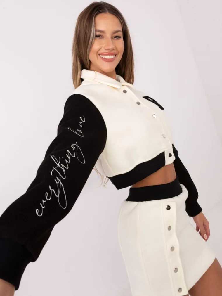 Komplet damski, Bluza, rozpinana, Spódnica, ecru, Factory Price