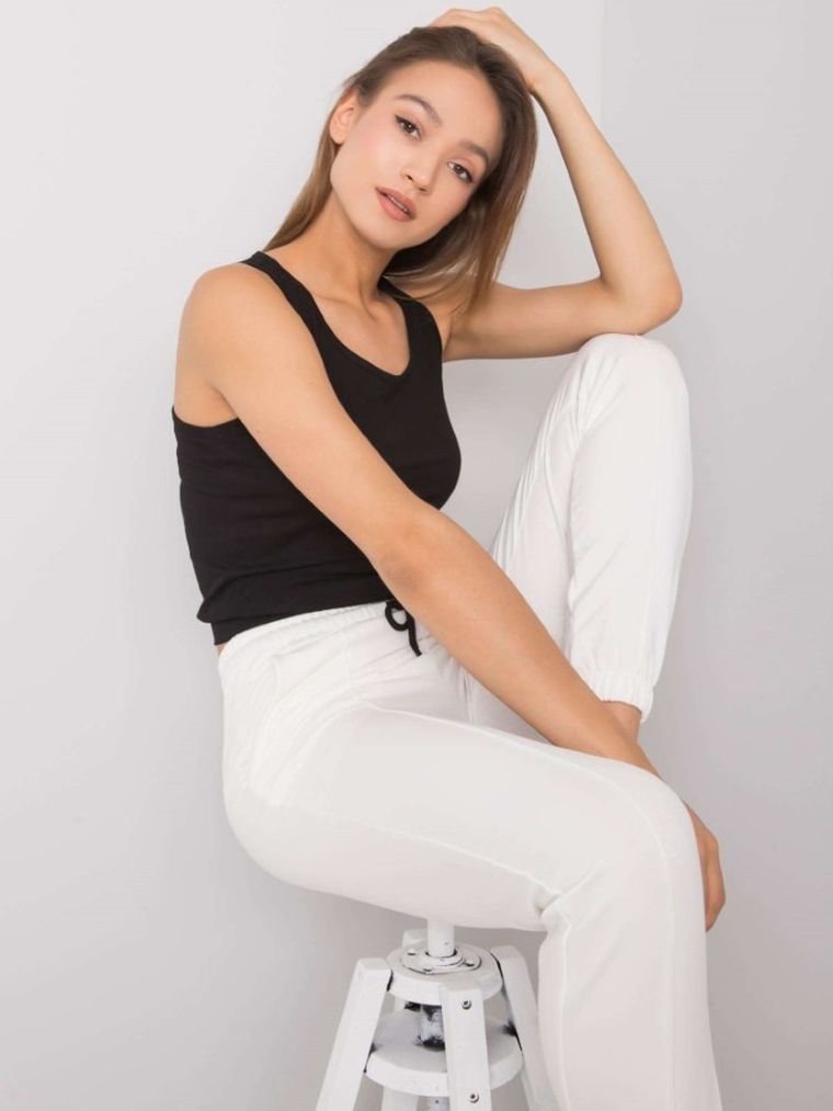 Komplet damski, Bluza, Top, Spodnie dresowe, ecru, Rue Paris