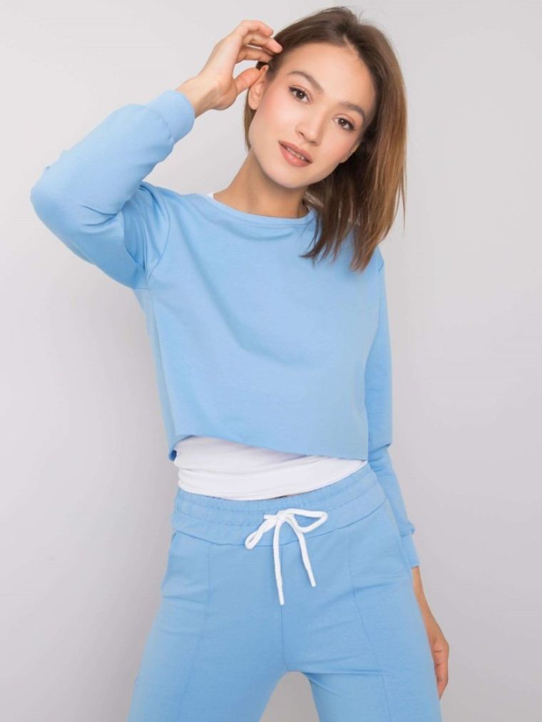 Komplet damski, Bluza, Top, Spodnie dresowe, niebieski, Rue Paris