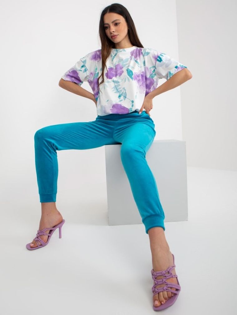 Komplet damski, T-shirt, Spodnie dresowe, mix, Rue Paris