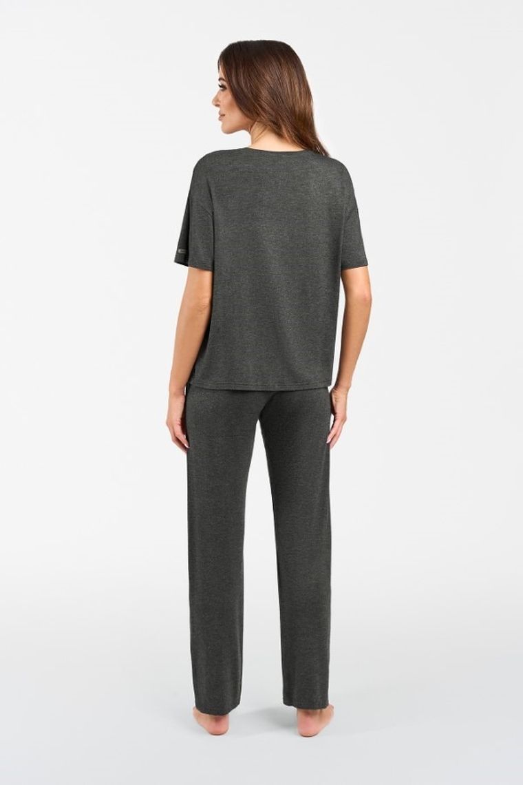 Komplet damski, T-shirt, Spodnie, plus size, szary, Akord, Italian Fashion