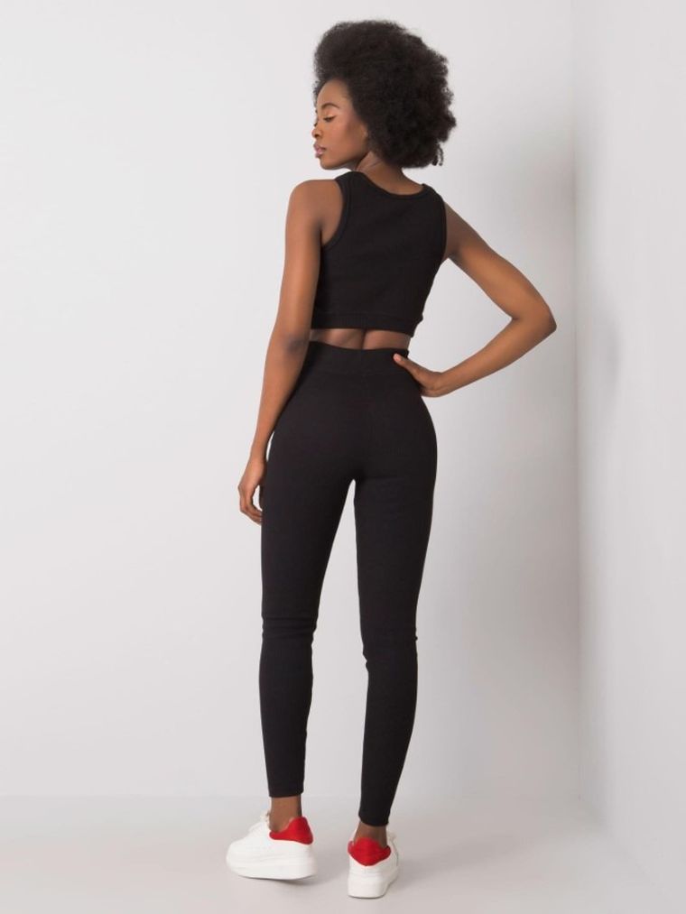Komplet damski, Top, Legginsy, czarny, Rue Paris