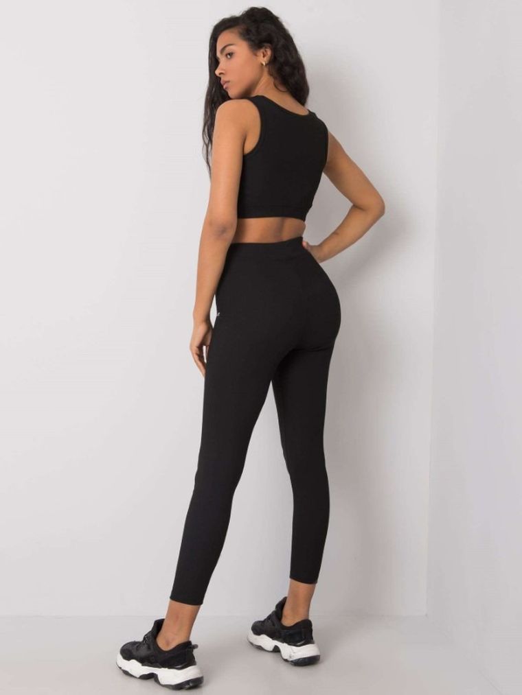 Komplet damski, Top, Legginsy, czarny, Rue Paris