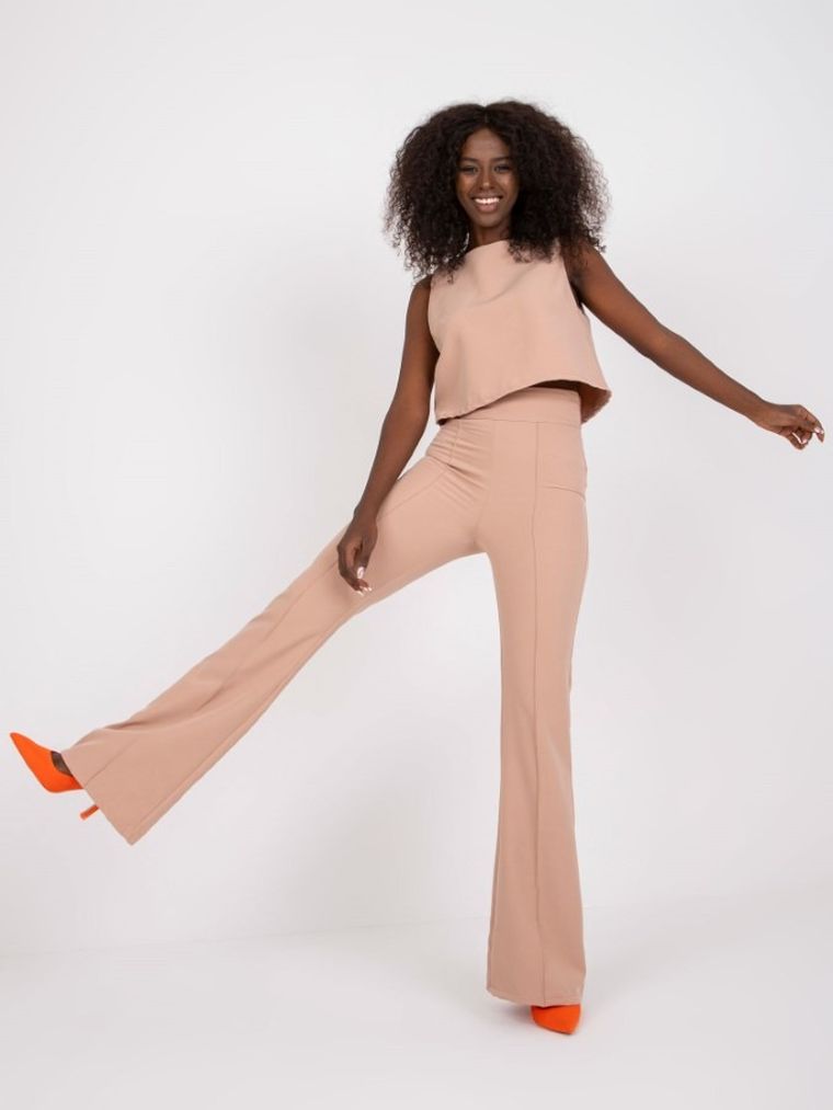 Komplet damski, Top, Spodnie, różowy, Italy Moda