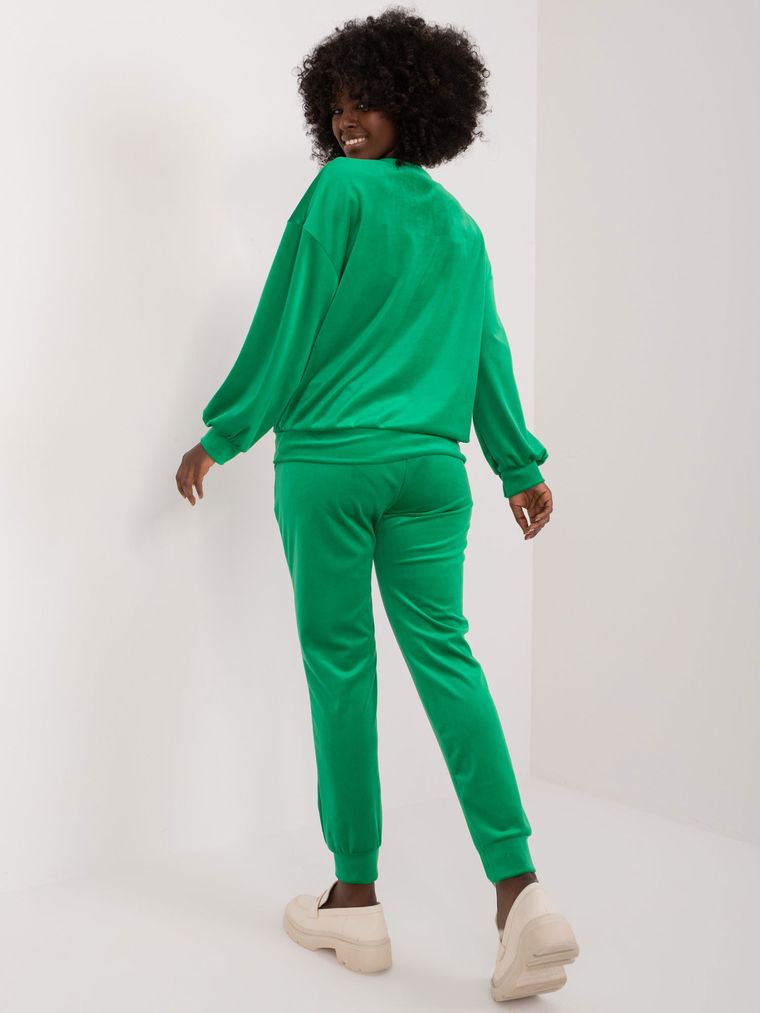 Komplet damski, welurowy, zielony, Italy Moda
