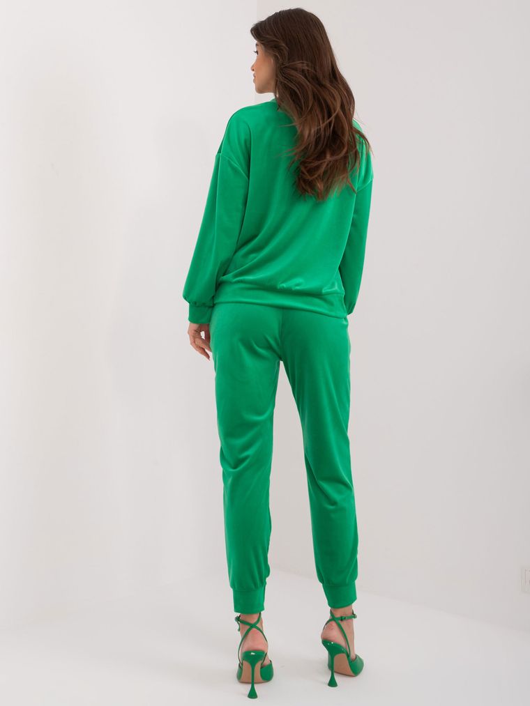 Komplet damski, welurowy, zielony, Italy Moda