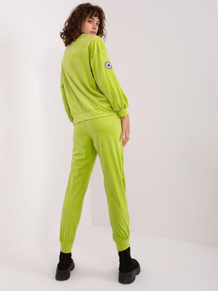 Komplet damski, welurowy, zielony, Italy Moda