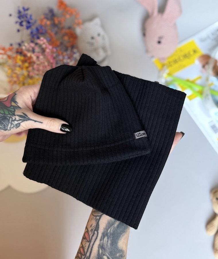 Komplet dziecięcy, Czapka, Komin, czarny, Iltom