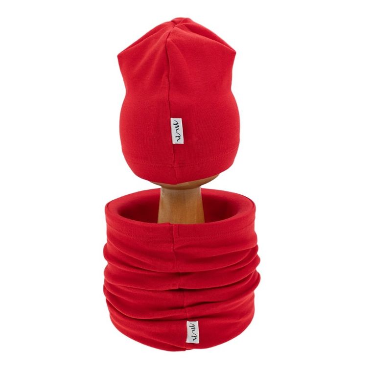 Komplet dziecięcy, Czapka, Komin, czerwony, Nicol