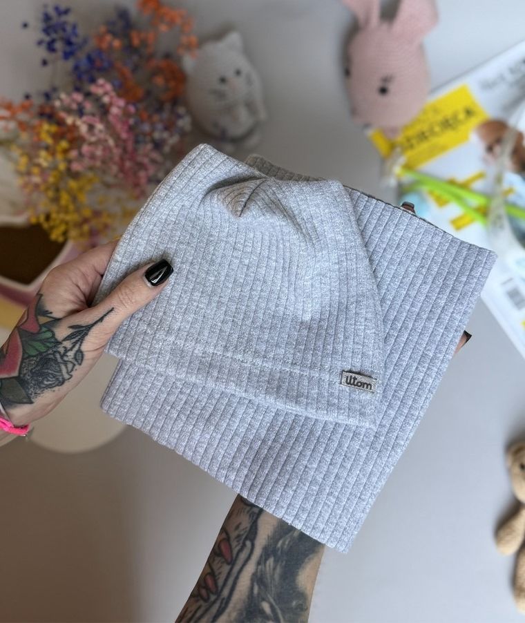 Komplet dziecięcy, Czapka, Komin, szary, Iltom