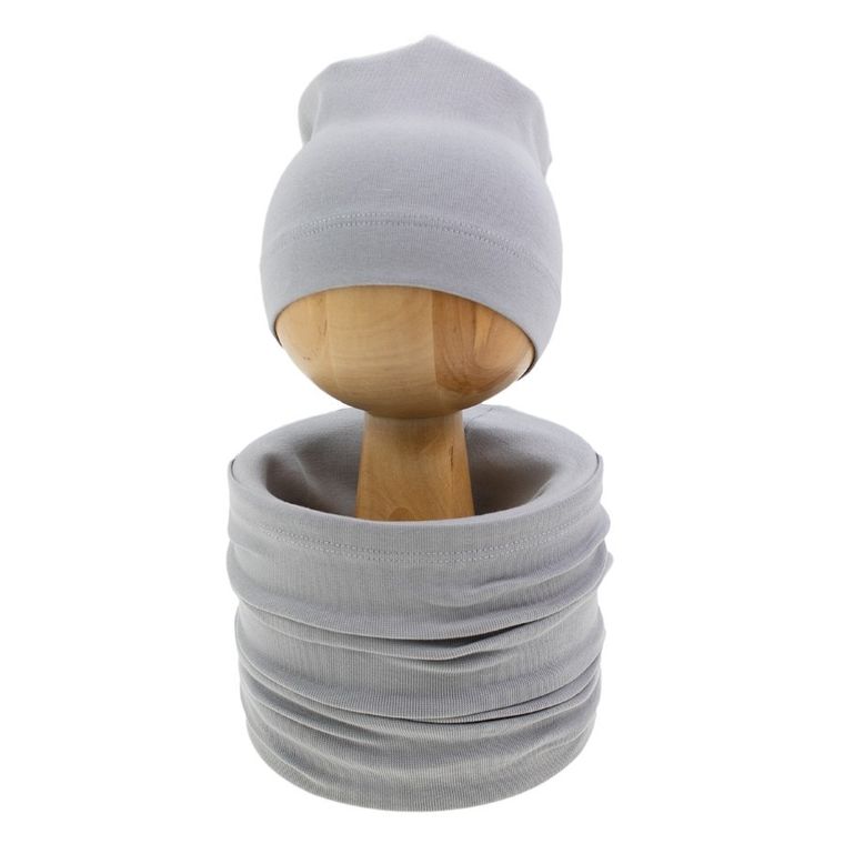 Komplet dziecięcy, Czapka, Komin, szary, Nicol