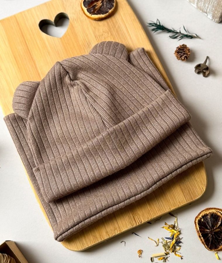 Komplet dziecięcy, sweterkowy, Czapka, Komin, brązowy, Iltom