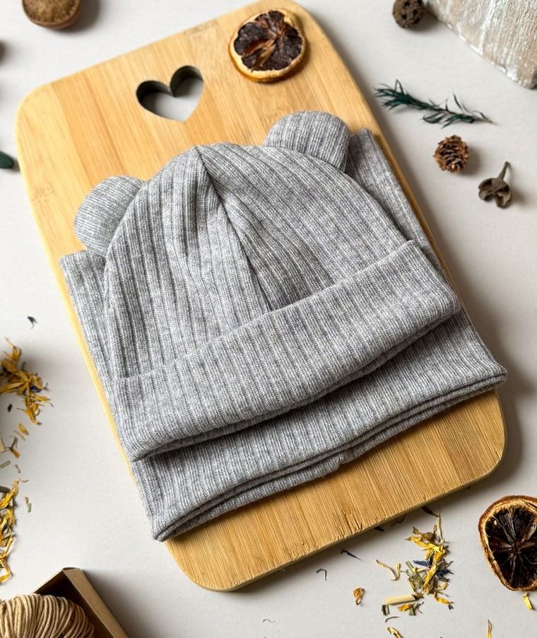 Komplet dziecięcy, sweterkowy, Czapka, Komin, szary, Iltom