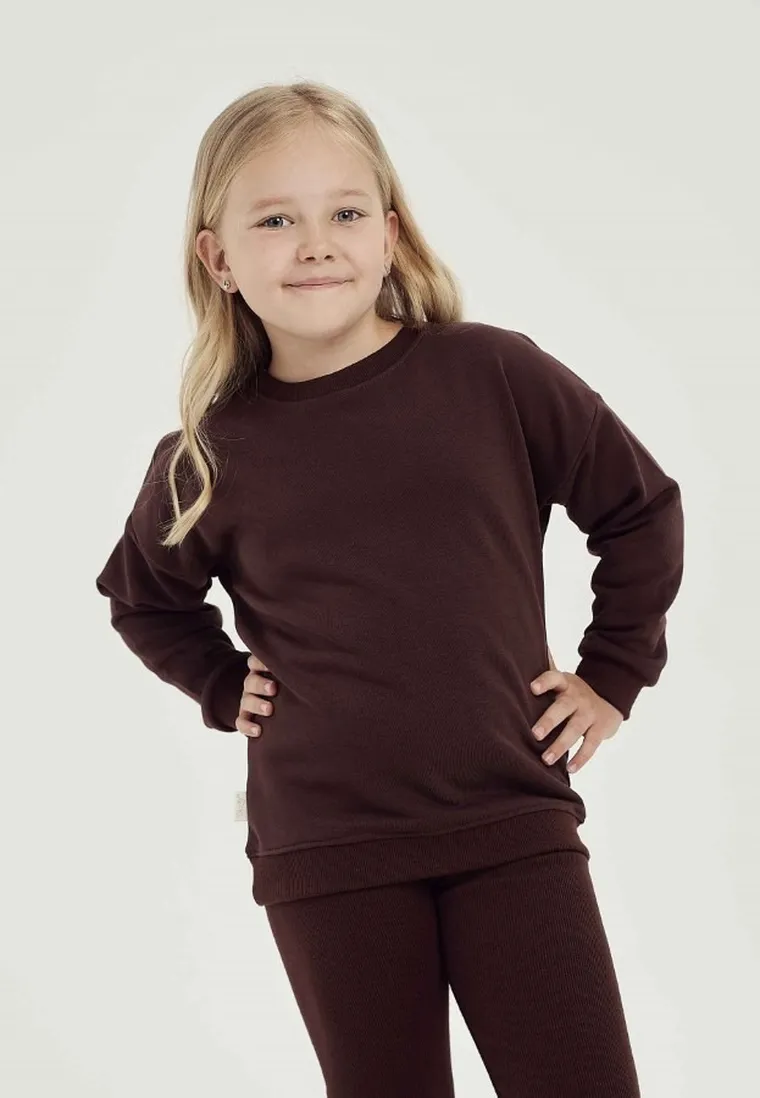 Komplet dziewczęcy, Bluza, Legginsy, brązowy, Taro