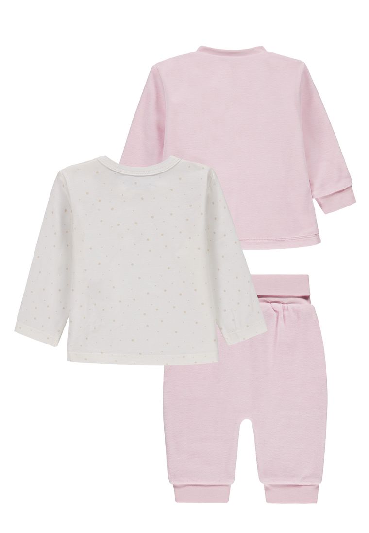 Komplet dziewczęcy, Bluza, Spodnie dresowe, Bluzka z długim rękawem, biało-różowy, Kanz