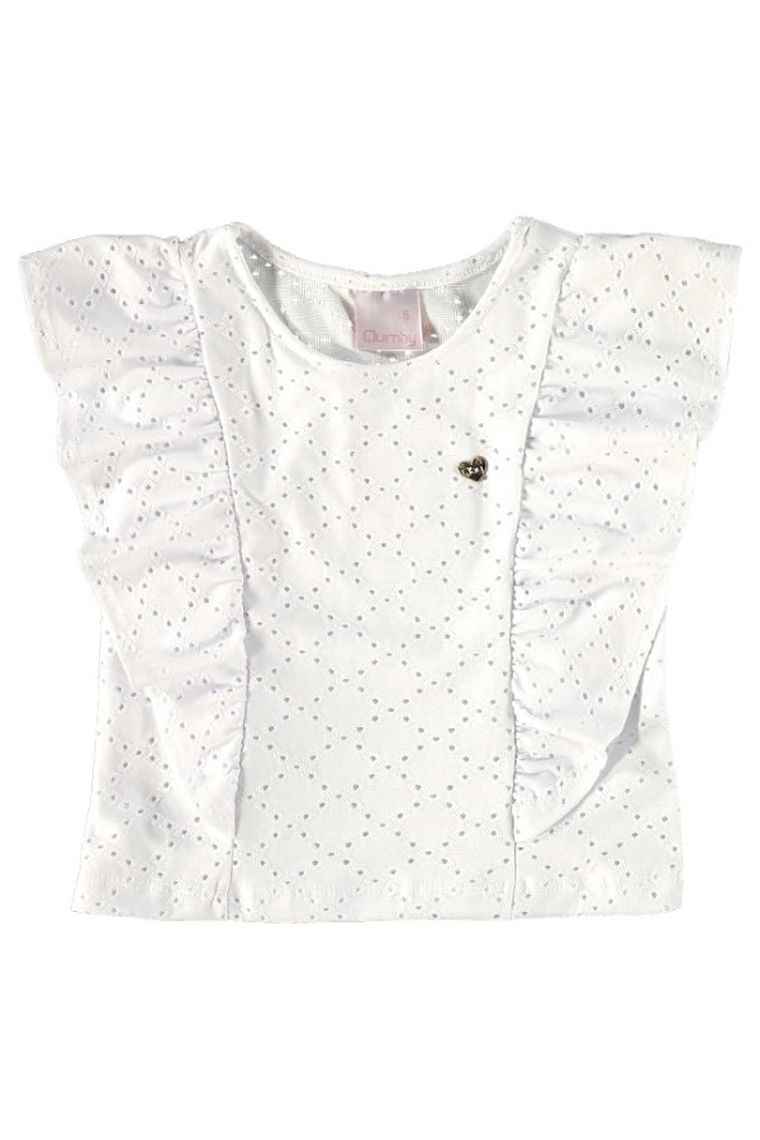 Komplet dziewczęcy, Bluzka bez rękawów, Szorty, biały, Quimby