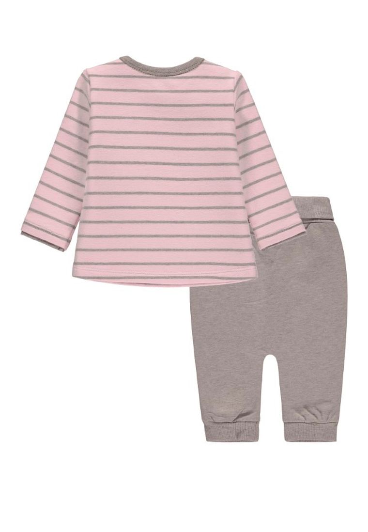 Komplet dziewczęcy, Bluzka z długim rękawem, Spodnie dresowe, różowo-szary, Kanz