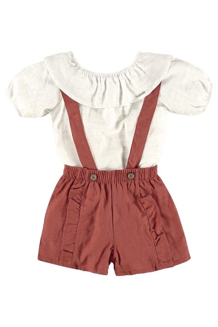 Komplet dziewczęcy, Bluzka z krótkim rękawem, Szorty ogrodniczki, mix, Up Baby