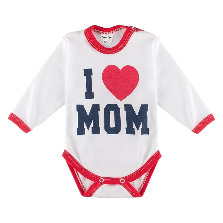 Komplet dziewczęcy, Body z długim rękawem, Półśpiochy, czerwono-biały, Tup Tup