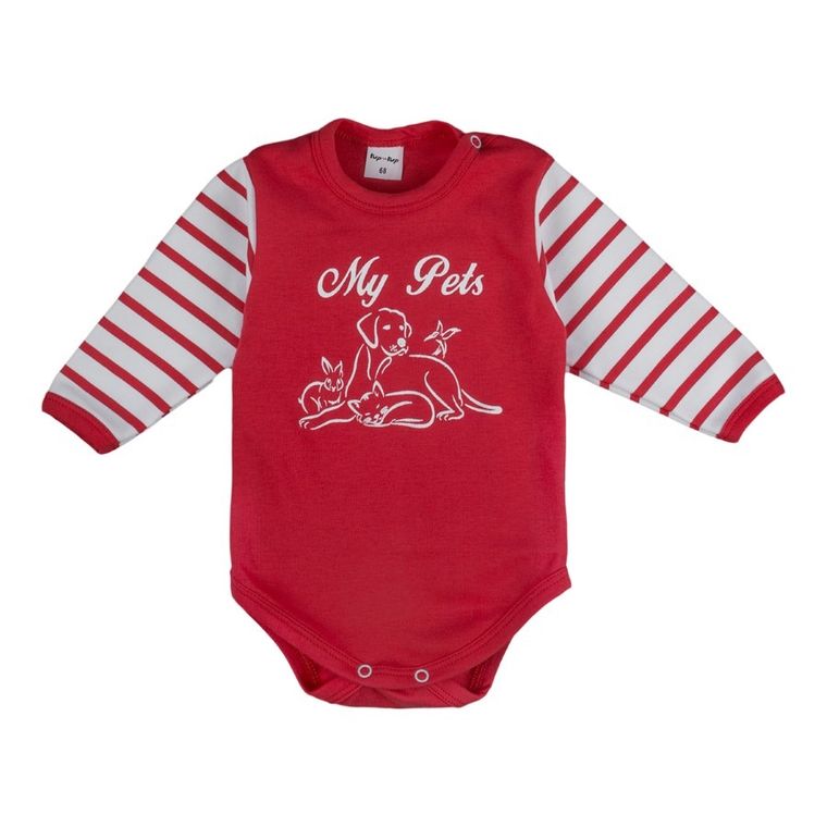 Komplet dziewczęcy, Body z długim rękawem, Półśpiochy, czerwony, Tup Tup